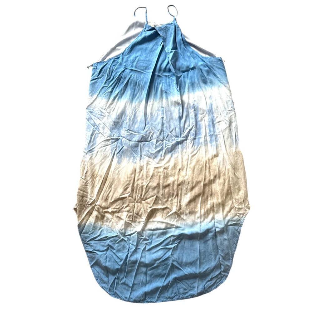 Blue and Tan Tie-Dye midi Dress ombre women’s